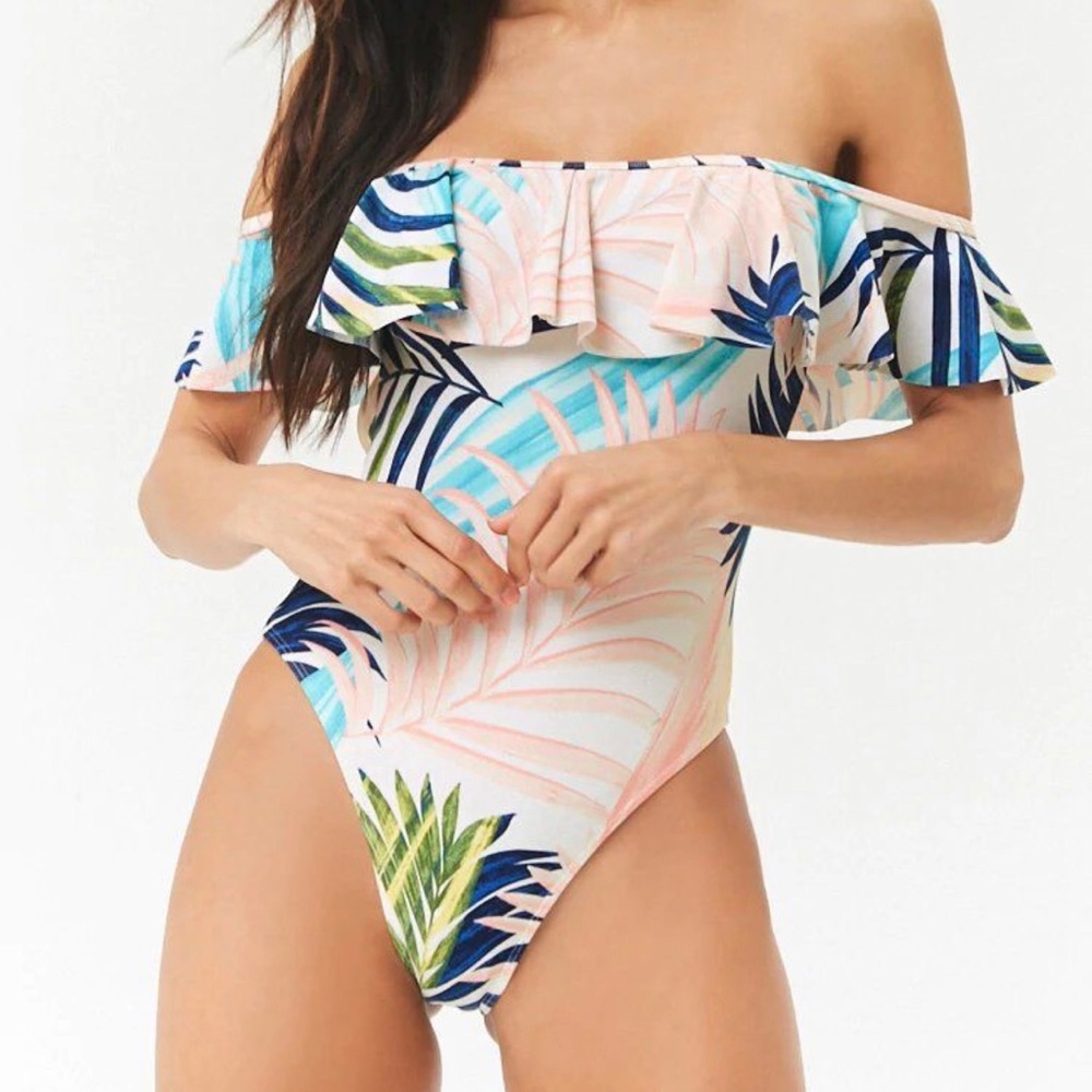 Forever 21 swim off the shoulder 1 piece